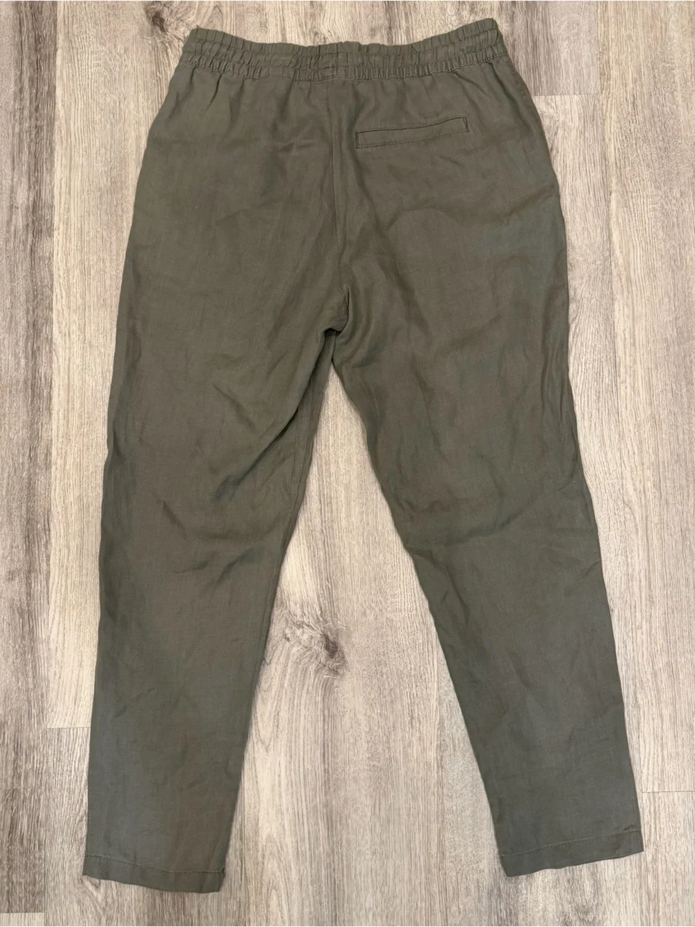 H&M 100% Linen Olive Green Drawstring Pants Size 6